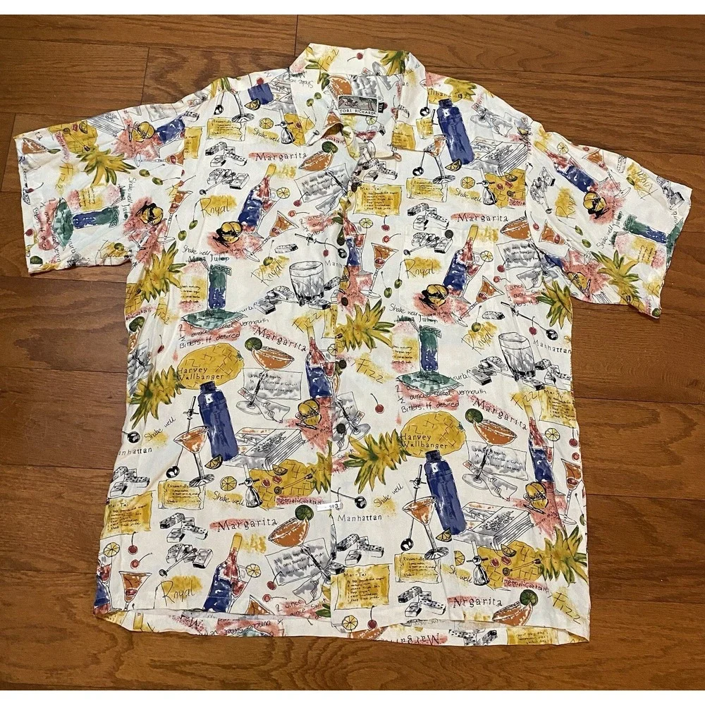 Tori Richard XXL Aloha Shirt Hawaiian Cocktails Drinks Made In Hawai'i 2XL - Picture 1 of 6